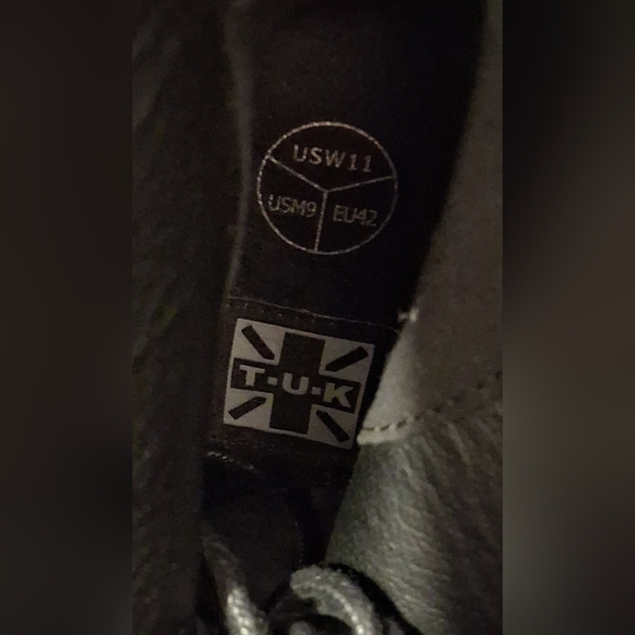 NWOT Tuk Black Leather Chunky Platform Creeper Goth Emo Moto Heel Shoe SZ 11 - Picture 7 of 9